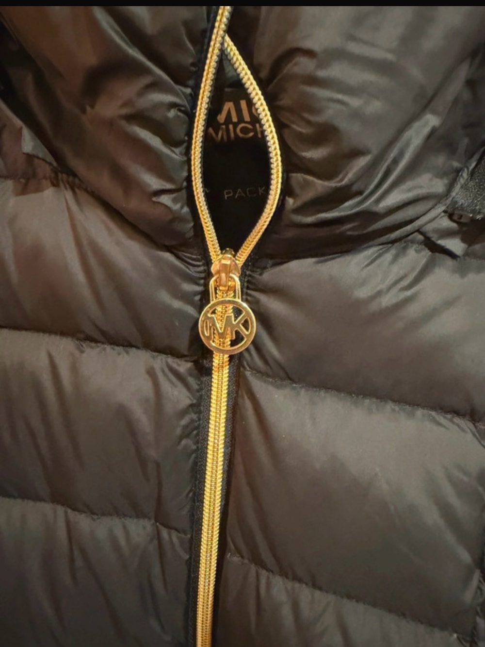 Michael Kors Black Puffer Jacket with Gold Trim - Picture 3 of 7
